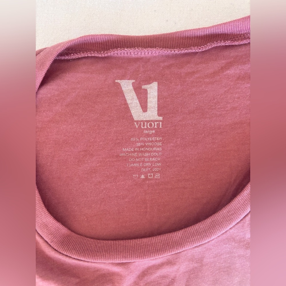 Vuori Investment in Happiness Muscle Tank Top Sleeveless Mauve Pink Large Sun - Picture 3 of 8